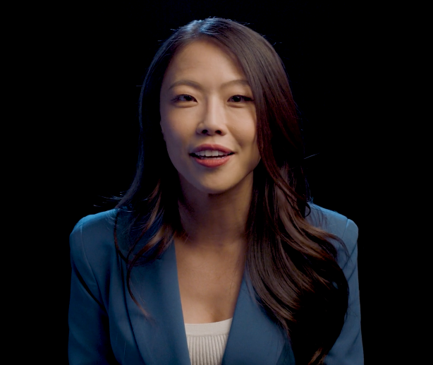 A smiling e-learning teacher