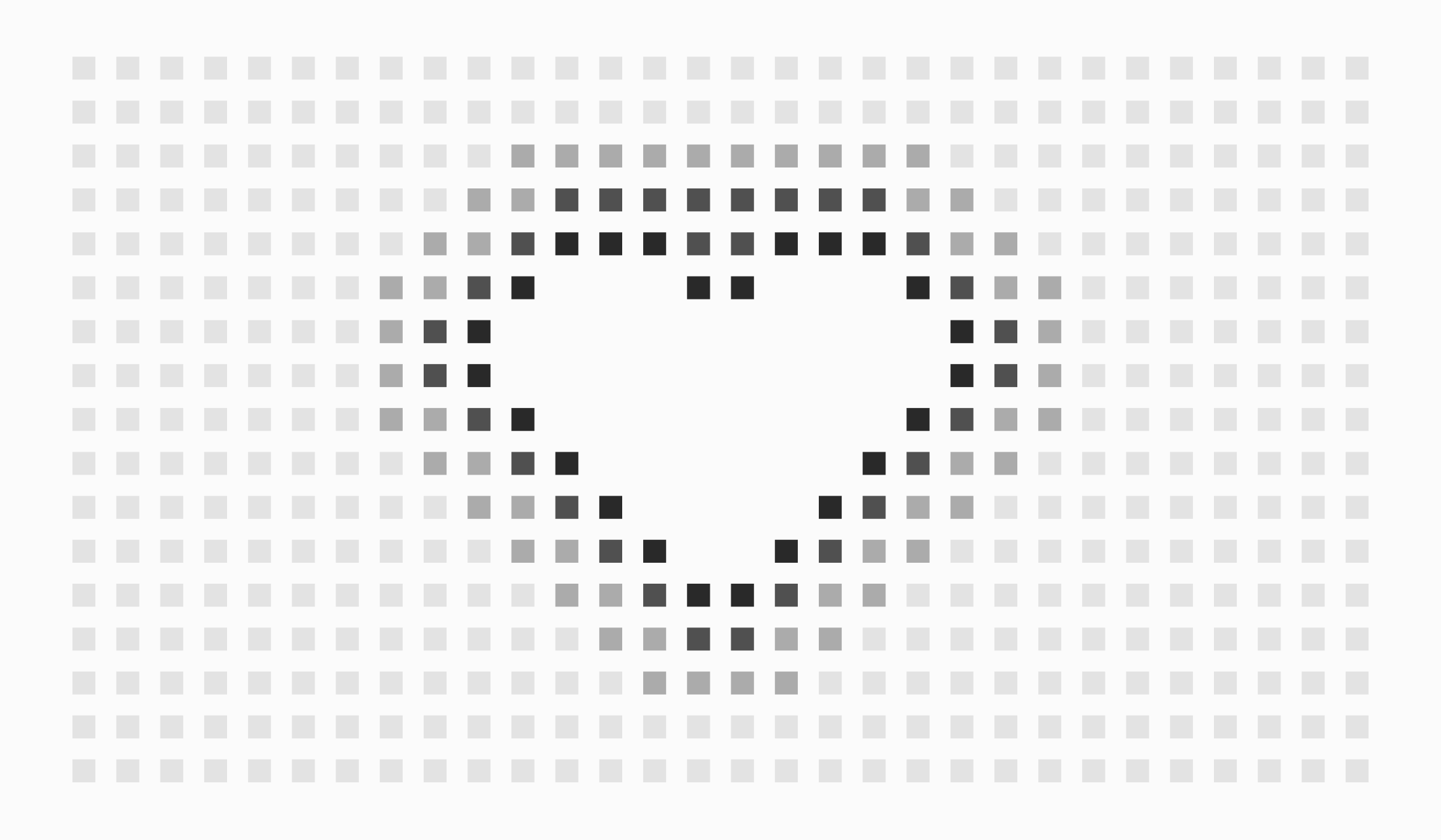 A pixelated image of a peace symbol or a similar circular design, with a white center and gray and black surrounding pixels.