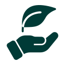A hand holding a leaf, symbolizing environmental care or sustainability.