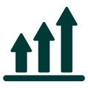 Icon of three upward pointing arrows representing growth or progress.