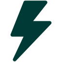 A dark green lightning bolt icon.