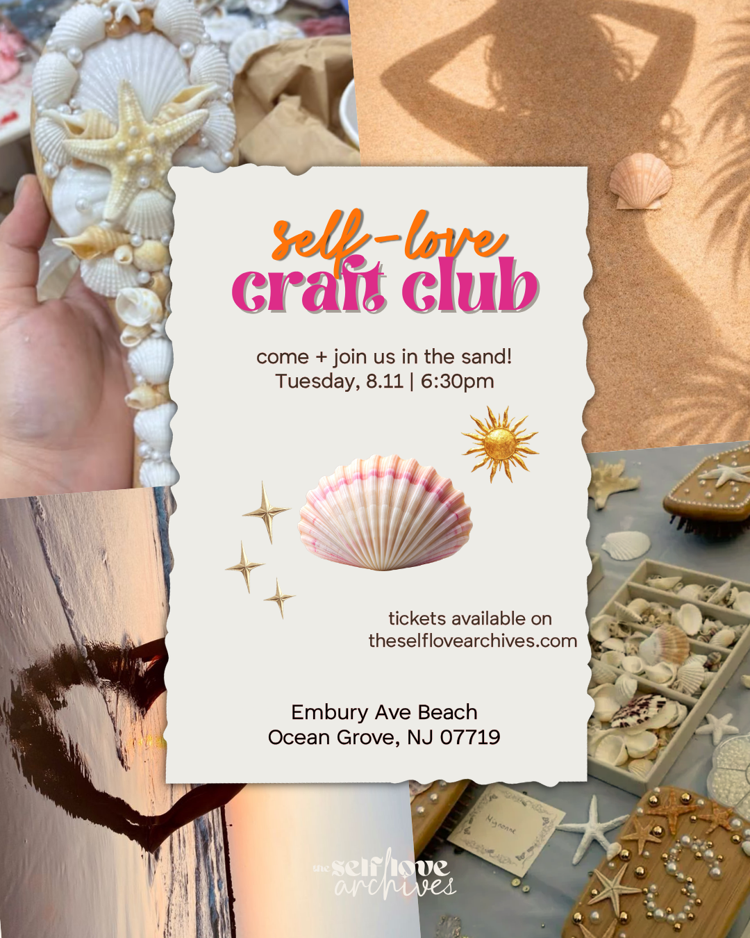 seashell mermaid hair brushes flyer august craft club