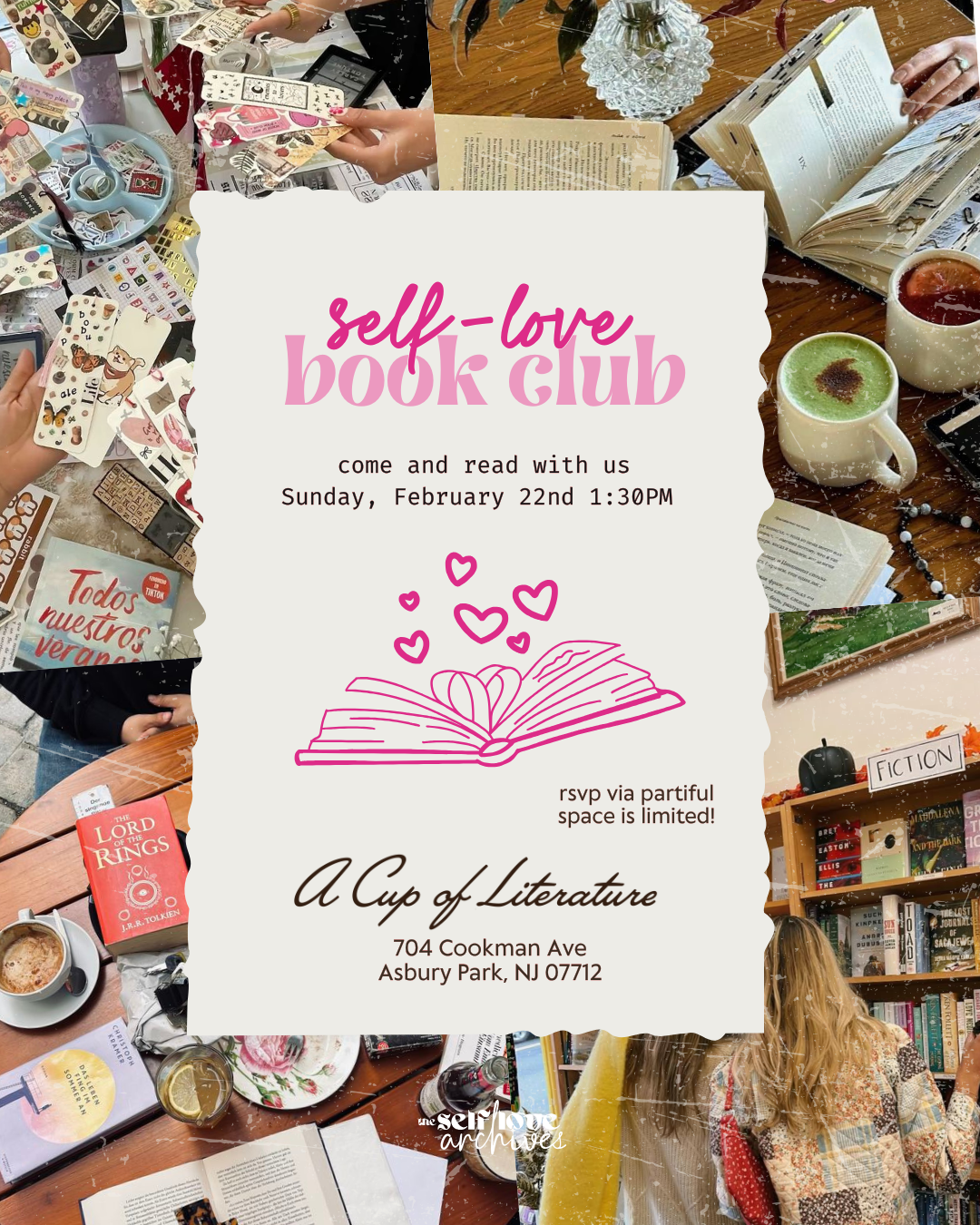 A Cup of Literature self-love book club flyer february 22