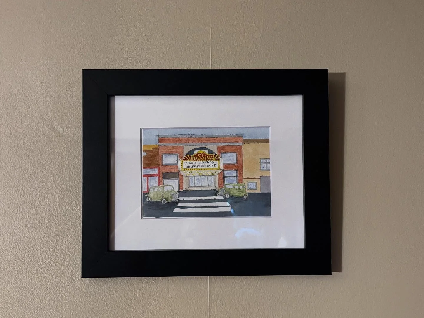 Turn On the Schine will be available Wednesday at the Schine Theatre Trivia Night and Silent Art Auction at the Massena Elks Club. 

5x7 original #watercolor #davidcrowellfineart