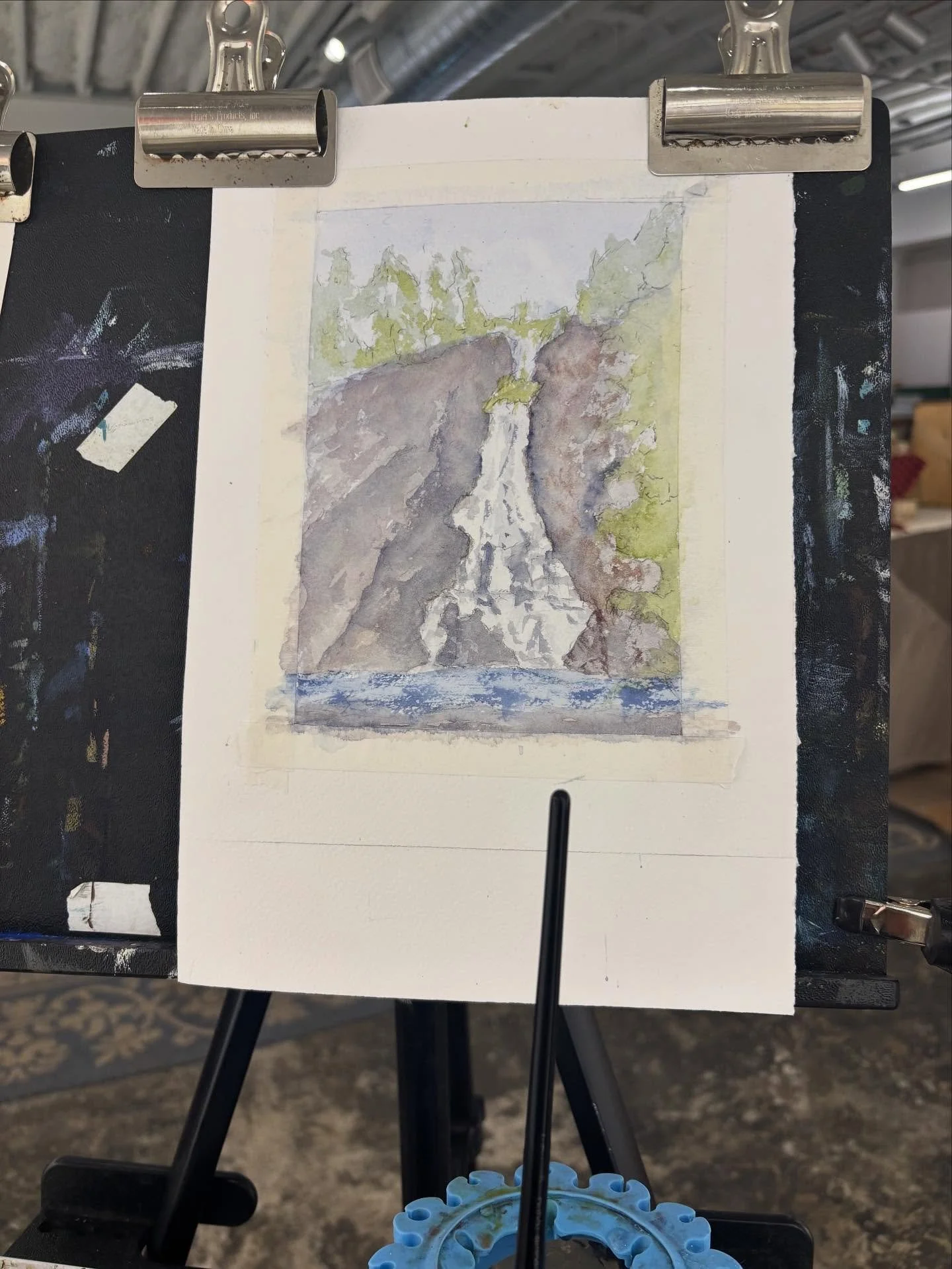 Work in Progress.  At Studio Tour
6 Raymond St Potsdam 

#watercolor #davidcrowellfineart #waterfall #slcartscouncil @slcartsny