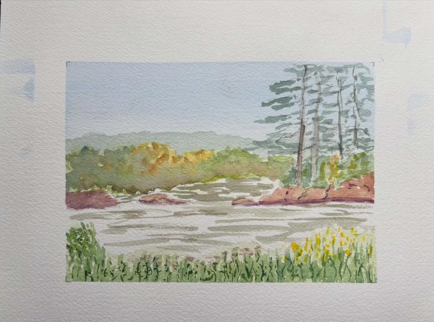 Grasse River, Russell, NY. 5x7 
#watercolor #pleinair #davidcrowellfineart