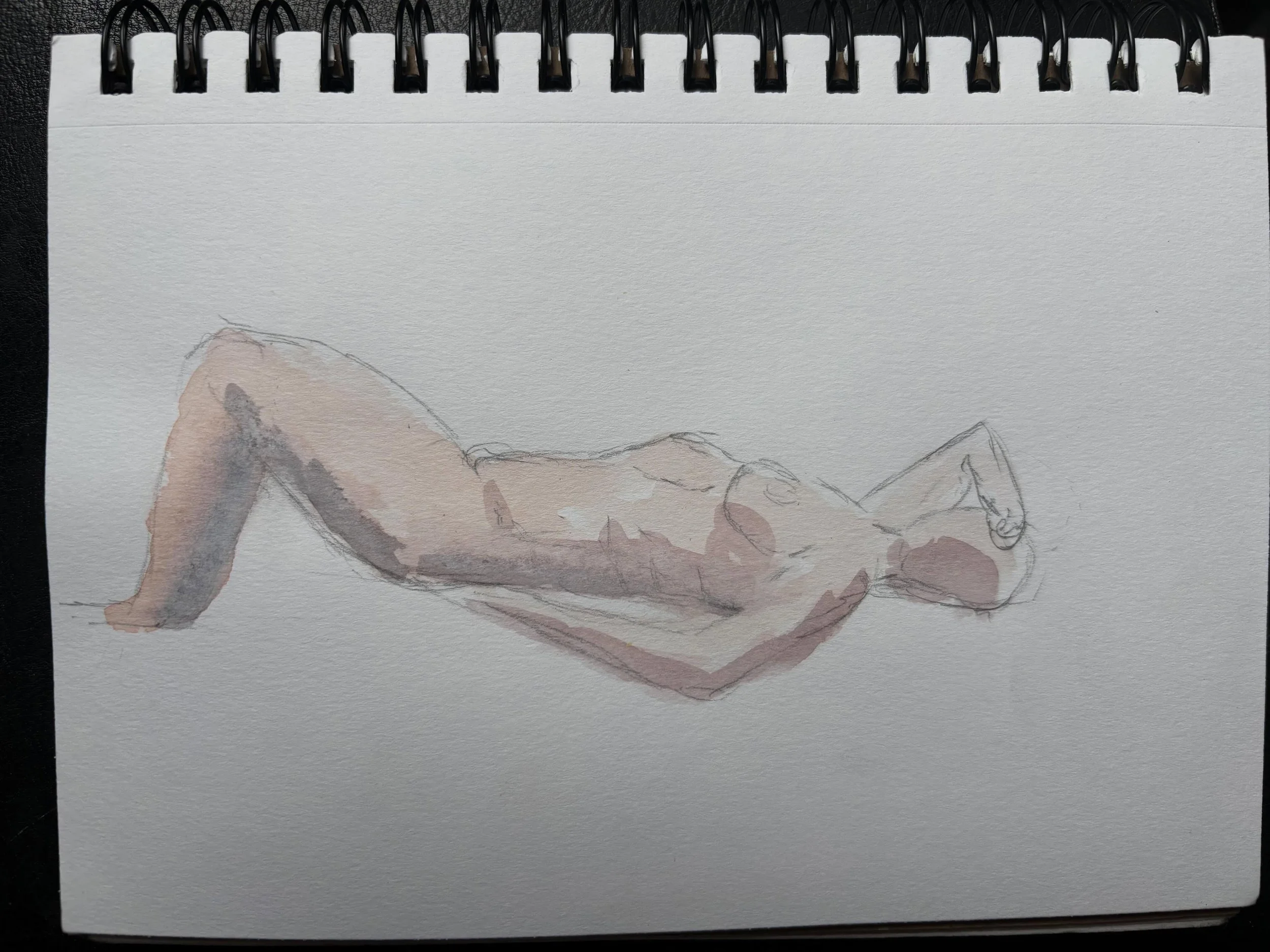 Quick sketch from figure drawing last night. 

#watercolor #davidcrowellfineart