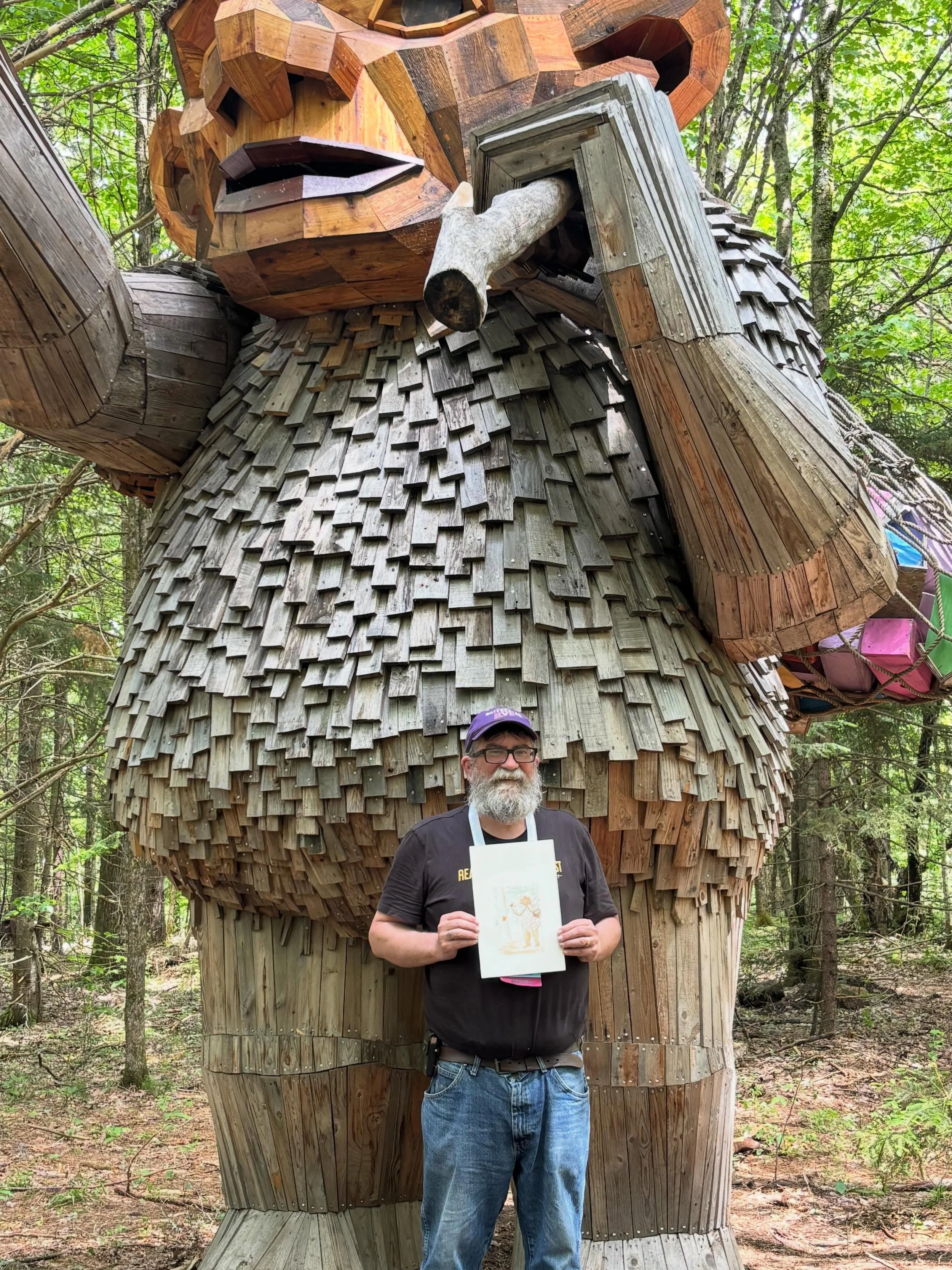 The artist and his model.  I don&rsquo;t usually do portraits. 

#trolls  #adirondacks #pleinair #watercolor #davidcrowellfineart