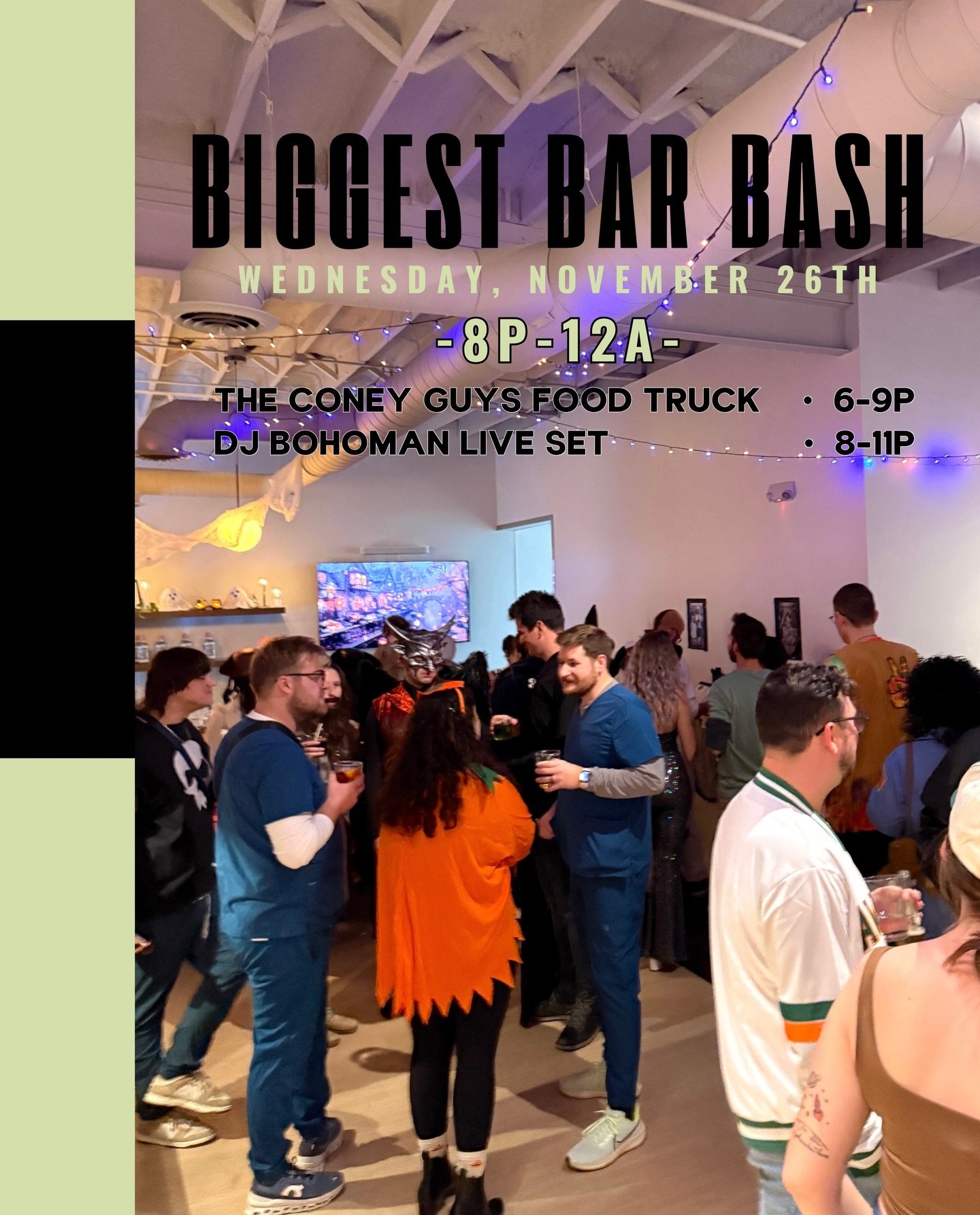 tonight&rsquo;s the night to party &amp; celebrate. the yearly come together tradition is finally here, and we&rsquo;re prepared &amp; ready to host. LIVE DJ house set from DJ Bohoman starting @ 8p, the coney guys food truck hanging w us from 6-9p fo