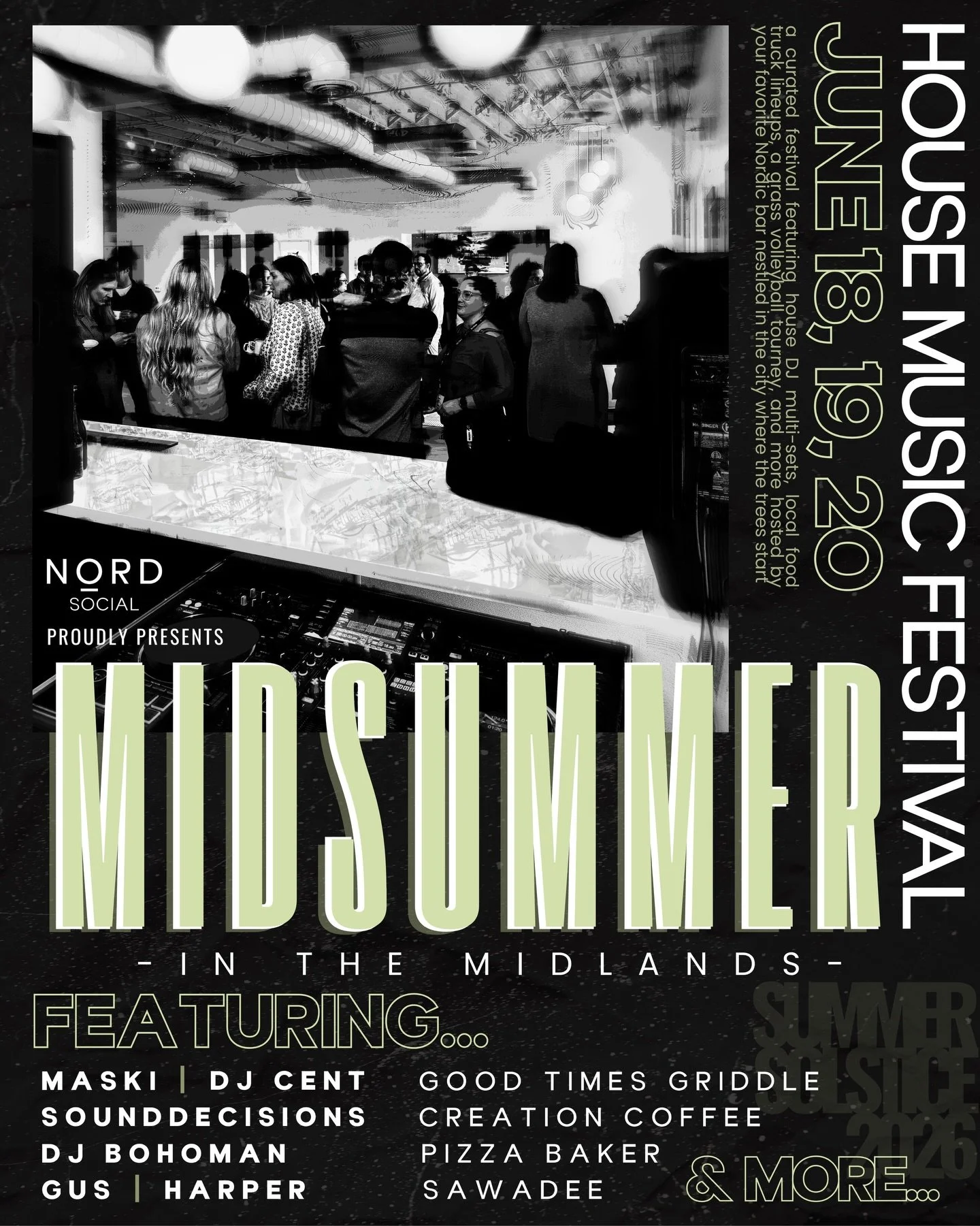 A weekend molding Midland&rsquo;s new social entertainment scene. Announcing Midsummer&rsquo;s DJ and food truck roster. Intimate, high-energy sets deep into the summer nights.