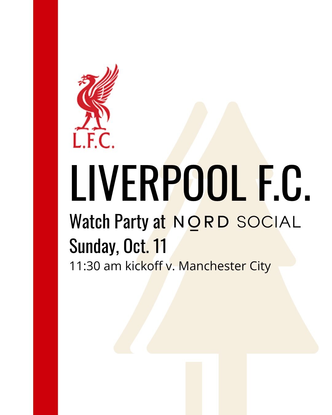sunday morning match day happens this weekend. open at 11:15. all our welcome.
