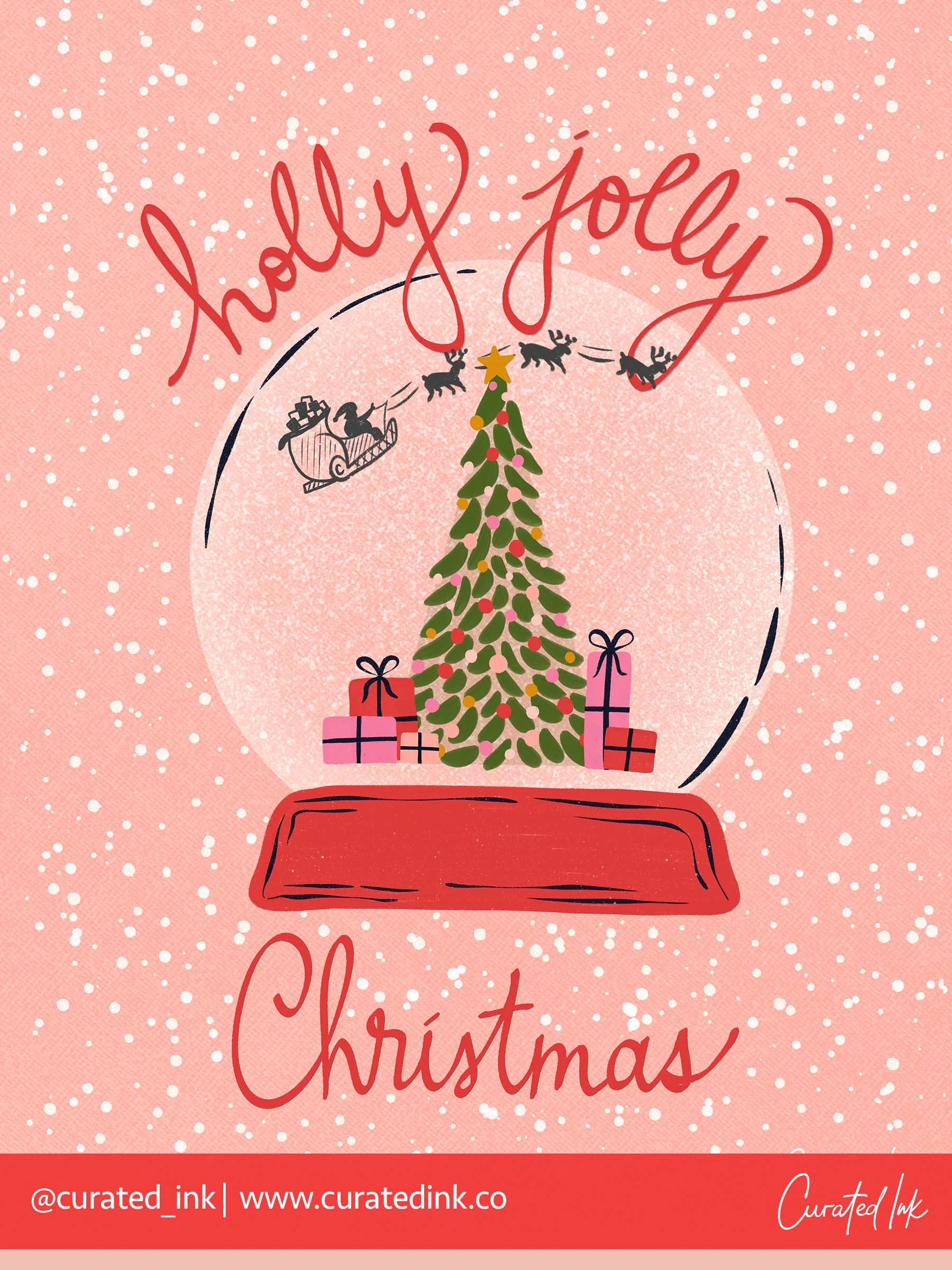 BT25-A1362 Pink Red Snow Globe Tree