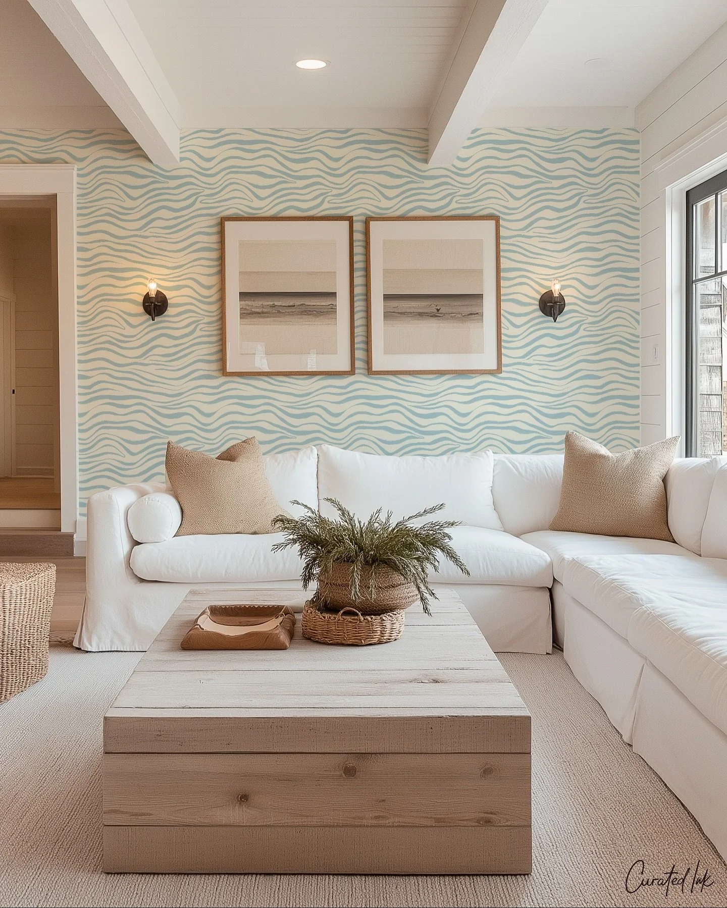 Who knew that taking a cross section of a rock and simplifying its natural wavy details that it could turn into a modern minimal pattern?!
Meet my Marbled Waves design.  A contemporary abstract marble pattern inspired by organic stone textures and m