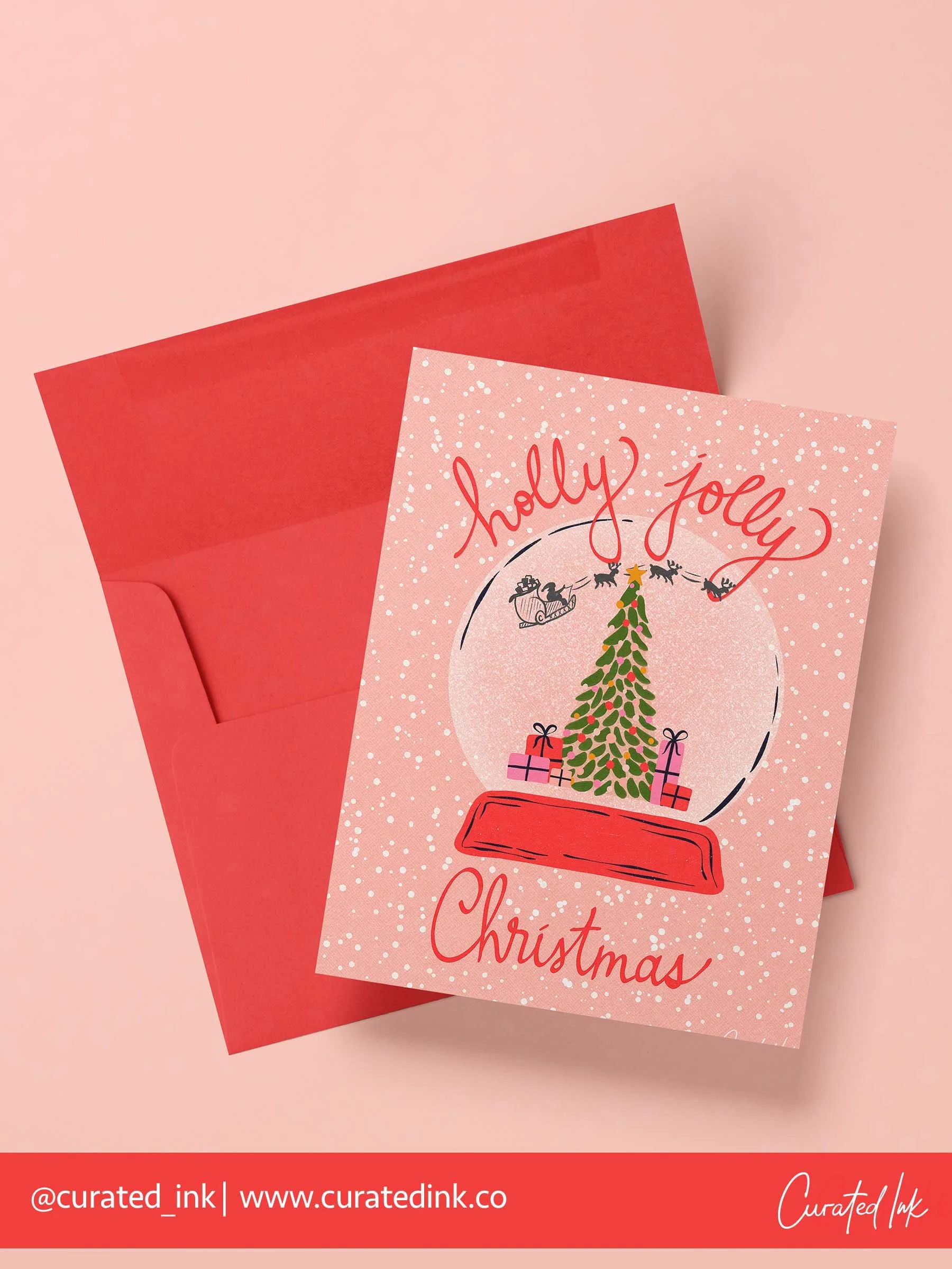 BT25-A1362 Pink Red Snow Globe Tree