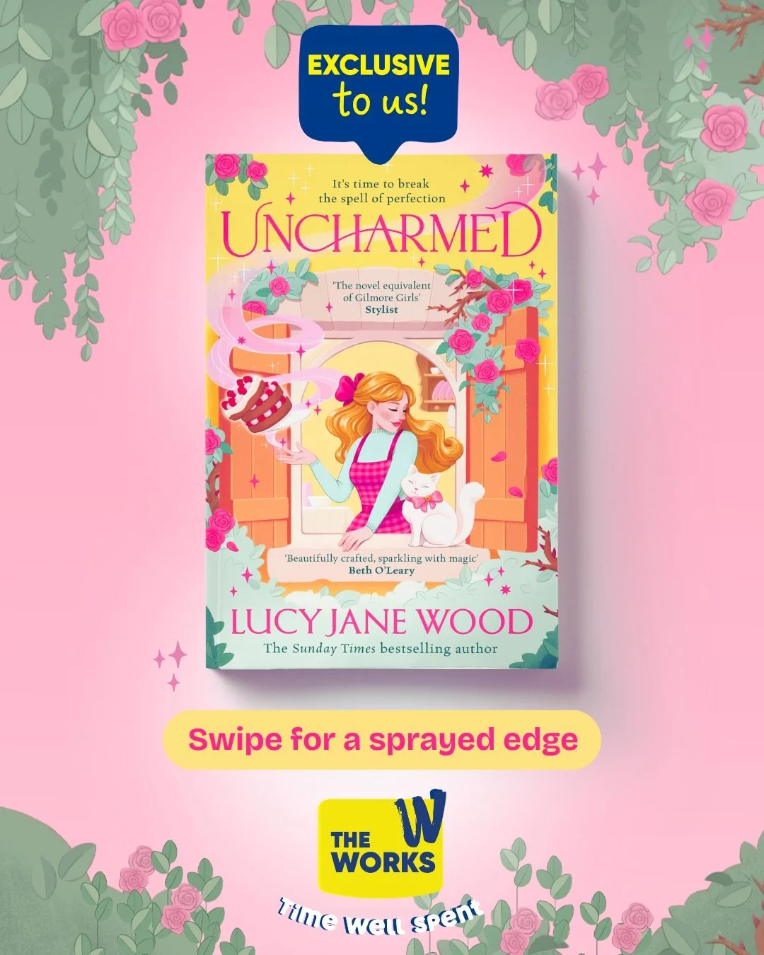 🎀 Practically perfect news 💖 So unbelievably chuffed to finally confirm that YES, Uncharmed will be stocked at @theworksstores - and they&rsquo;ve given her a beautiful, exclusive sprayed edge for summerween ✨ I know we all take our book cats very 