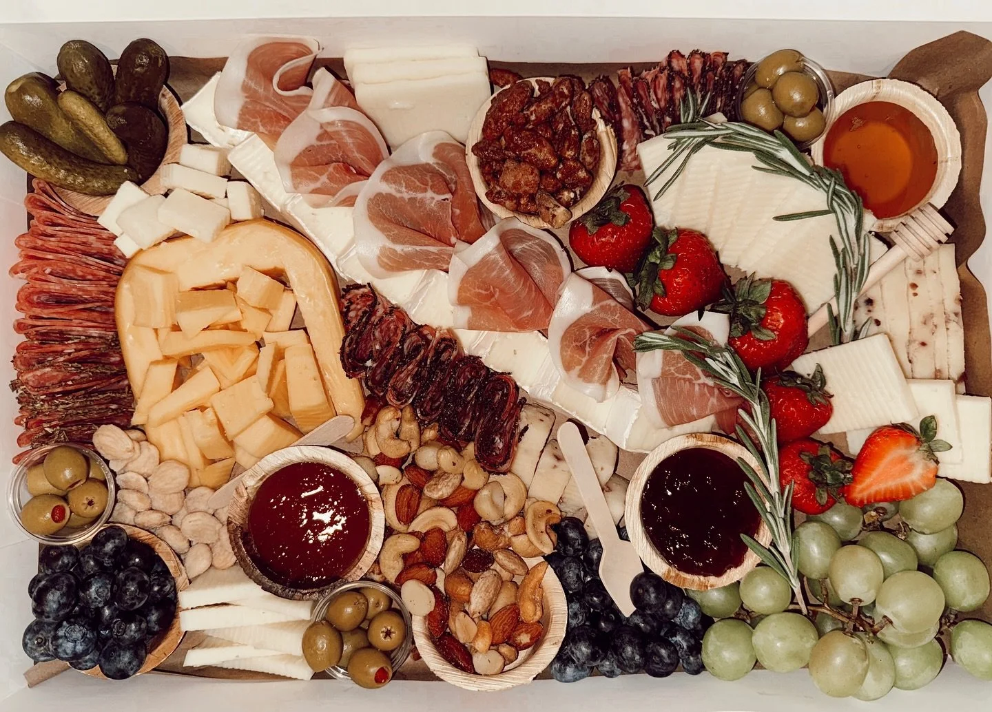 Charcuterie crafted with care&mdash;cheese, meats, fruits &amp; crackers on the side, always 🧀✨#EventCatering #CharcuterieCatering #GrazingTable #WeddingCharcuterie #EventBoards #LuxuryBoards #boardswithstyle