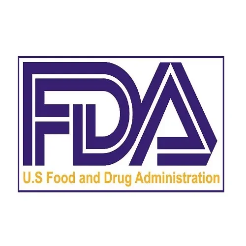 FDA logo with 'U.S. Food and Drug Administration' text beneath in gold color.