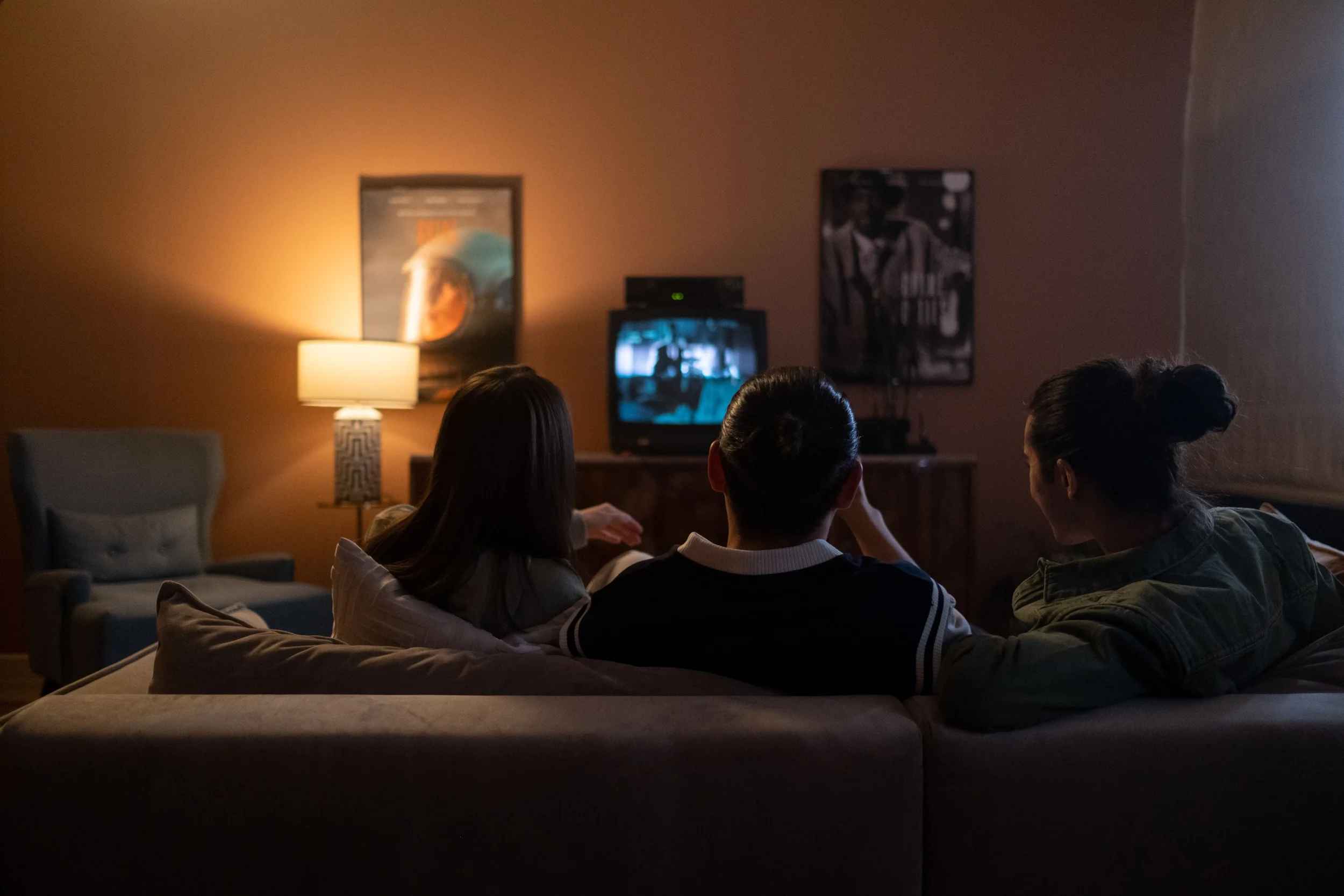 family watching a movie