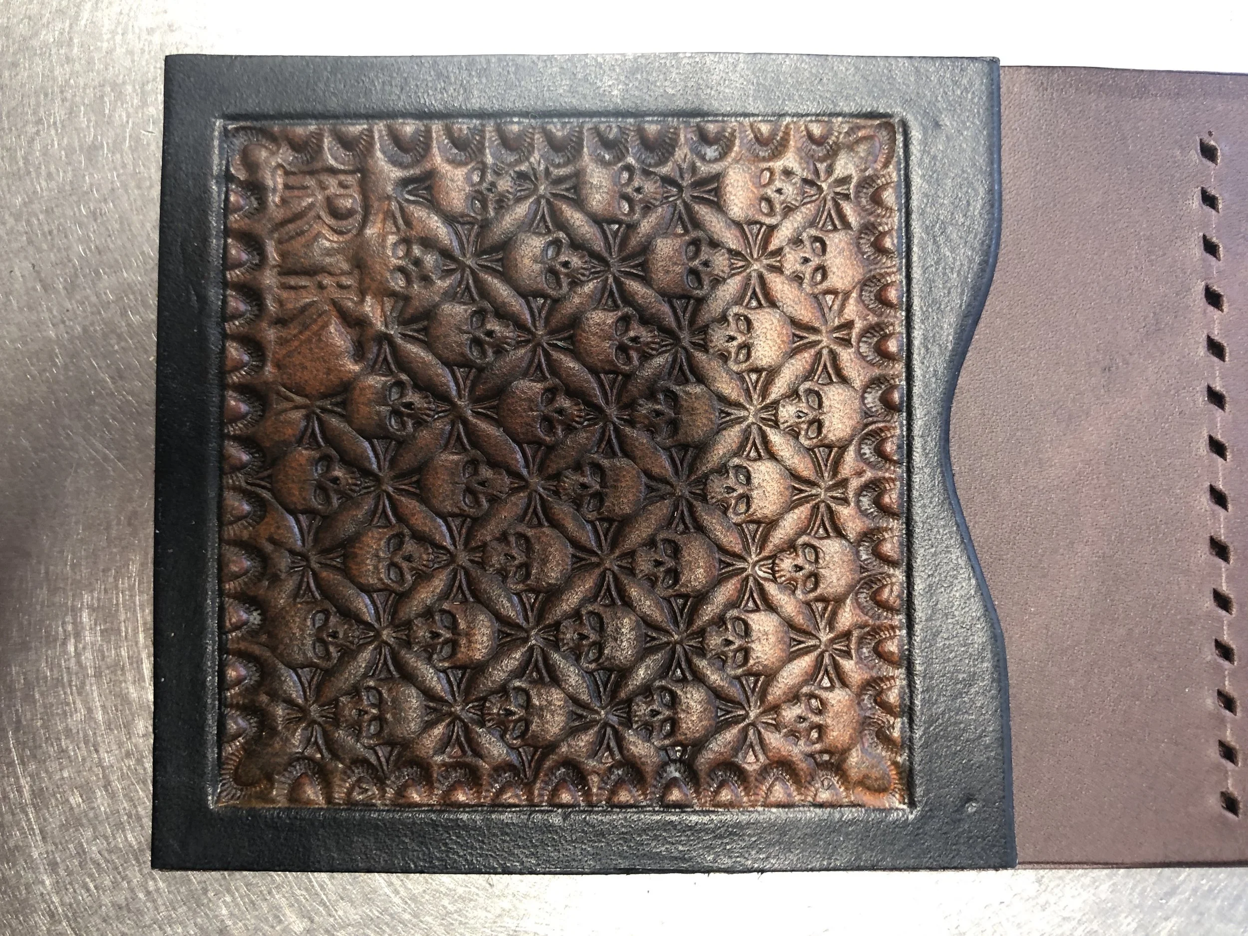 Hand Tooled Wallet w/ Initials Hand Dyed