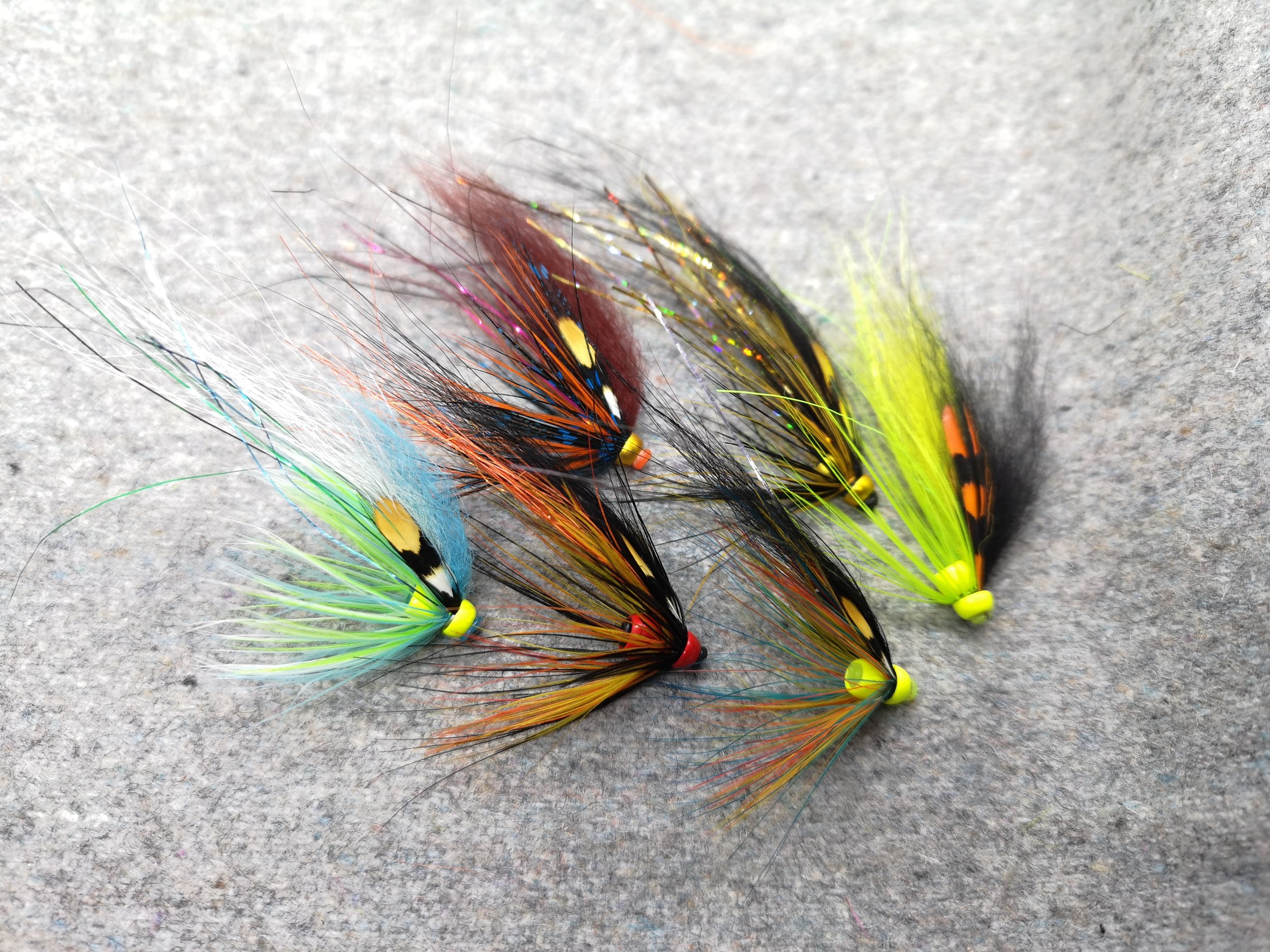 6 Beaded Mini Spey Flies, Tied on Futurefly 4mm Brass beads