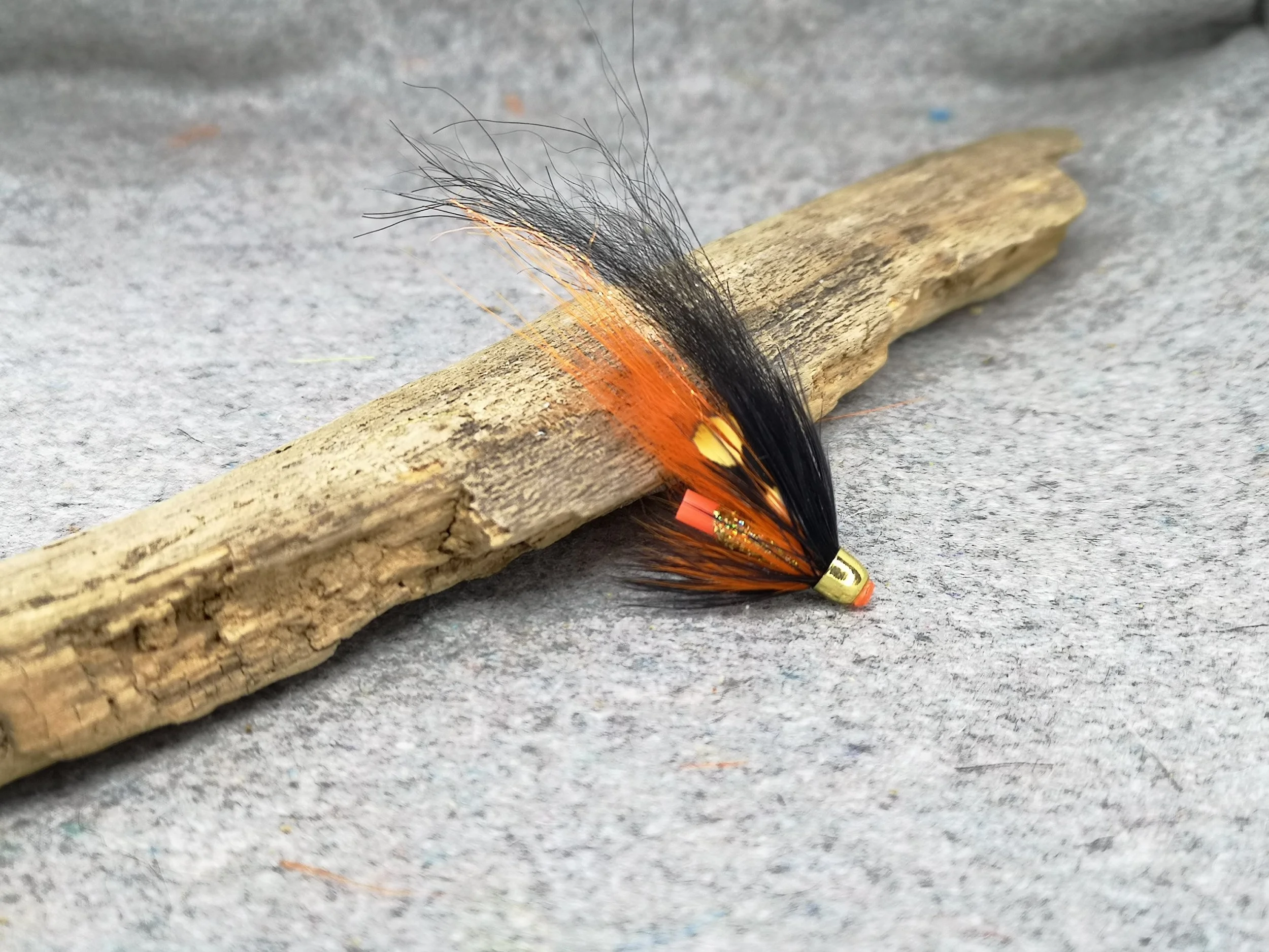 Orange and Black Salmon Tube Flies 3/4" Plastic Tubes Coneheads
