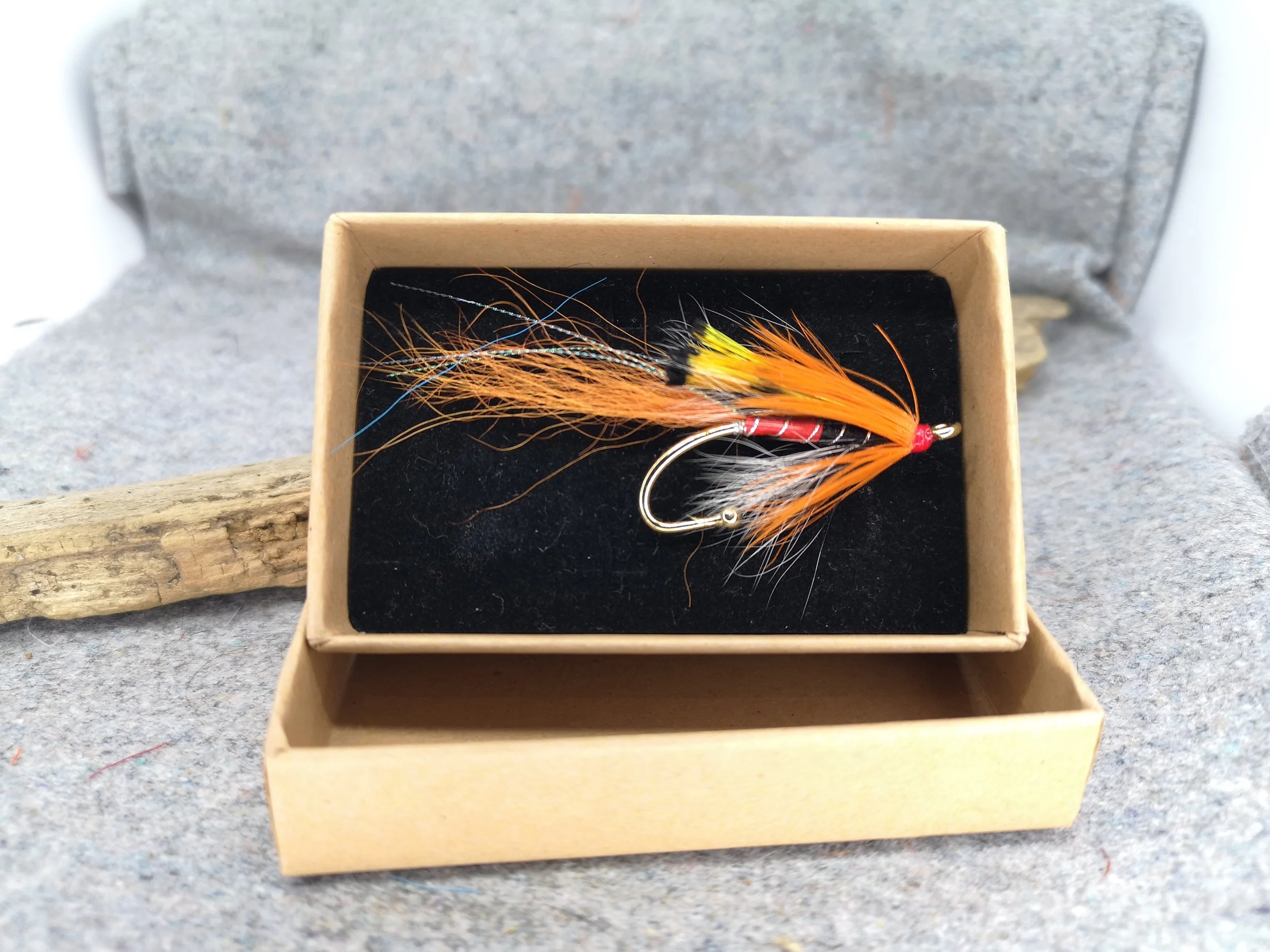 Ally's Shrimp Salmon Fly Brooch Hat Pin (2).jpg