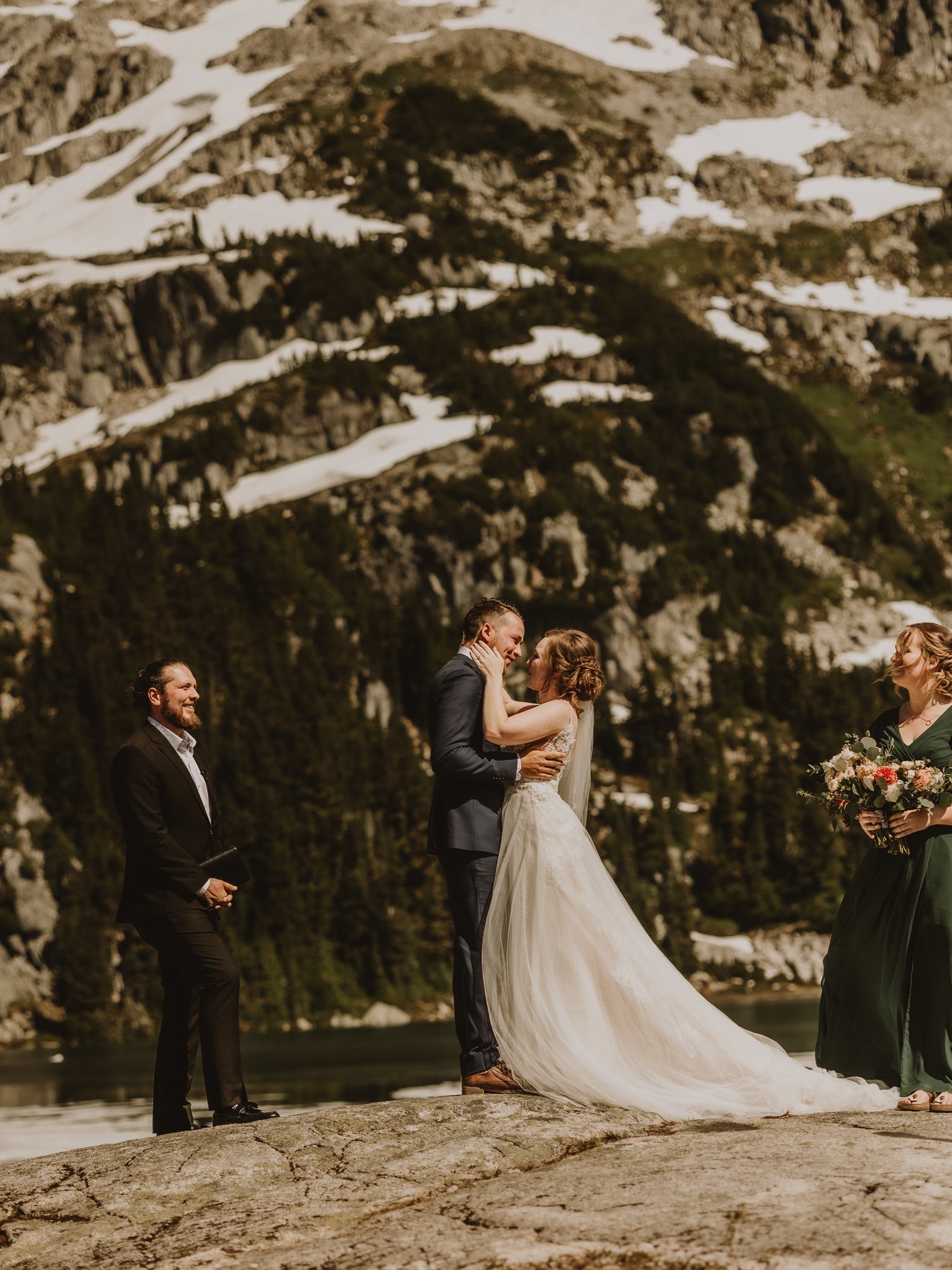 Adventure elopement in Whistler, BC, with a helicopter ride from Blackcomb Helicopters, capturing breathtaking moments from above