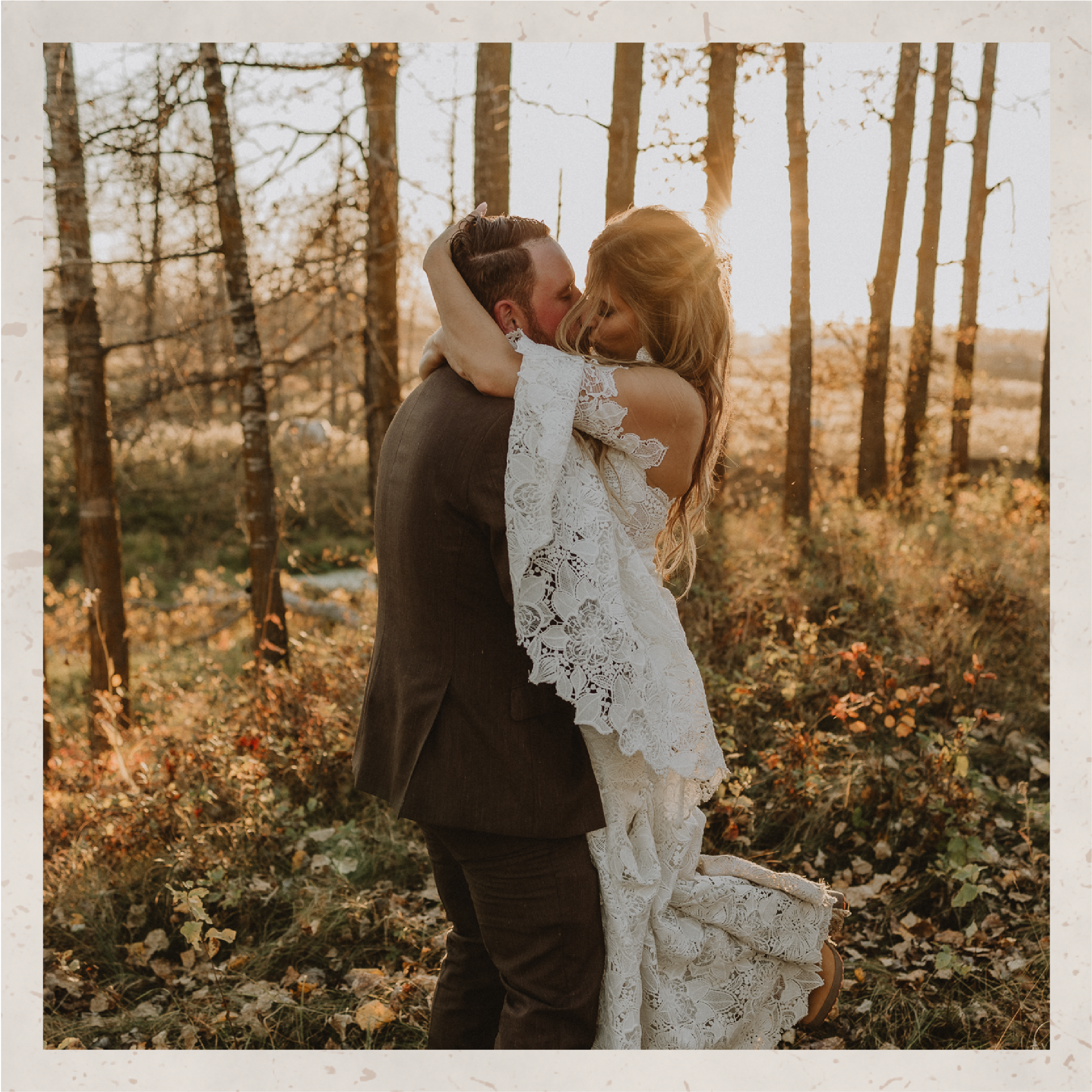 Couple sharing a kiss after their intimate wedding at Pine and Pond wedding venue, Alberta, photographed by Calgary & Alberta wedding photographer Shannon Boyd