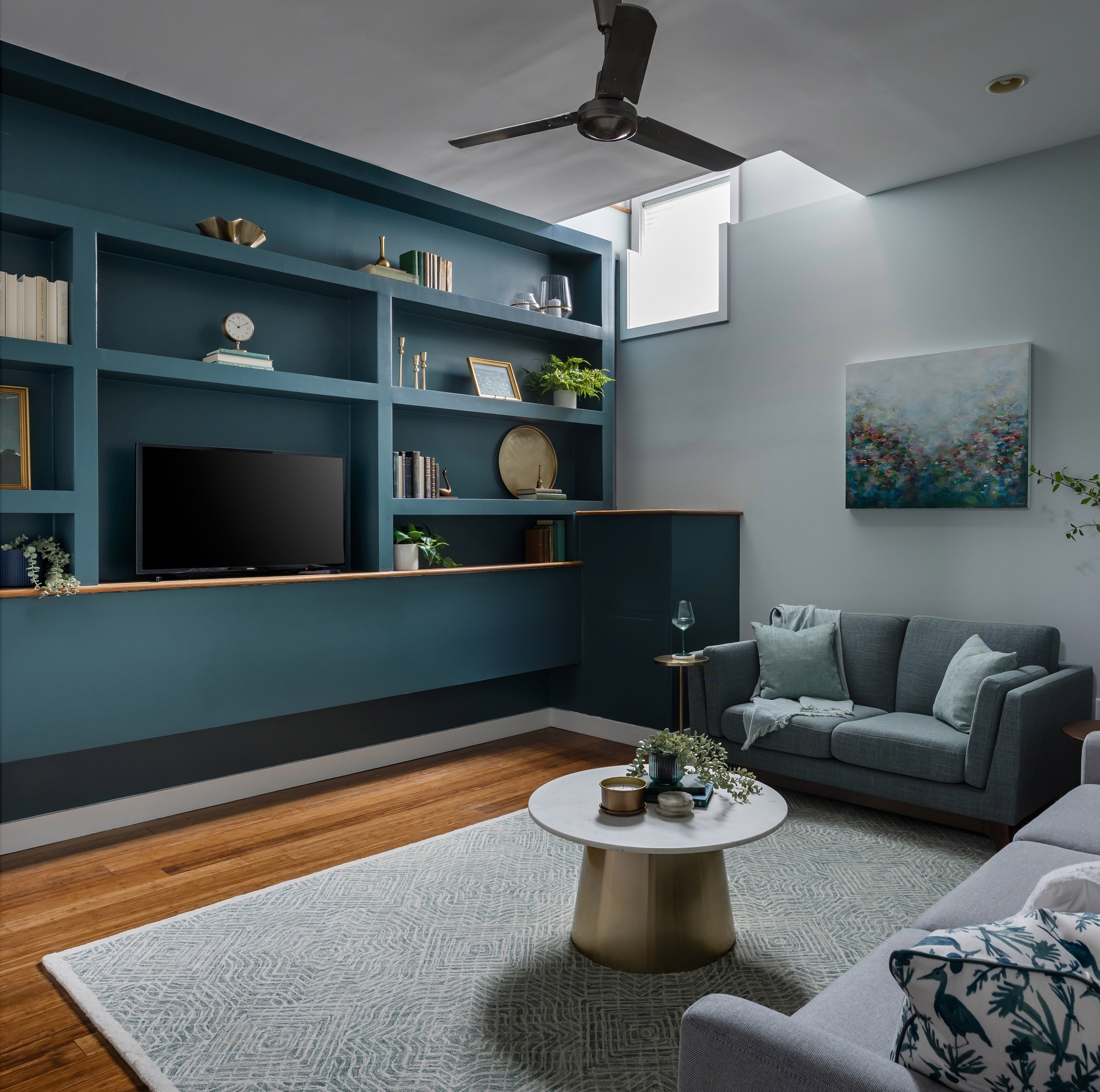 Philadelphia-living room-builtins-moody teal-mid century furniture copy2.jpg