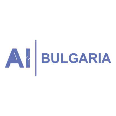 Logo mit der Aufschrift 'AI Bulgaria' in blauer Schrift auf weißem Hintergrund.