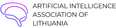 Logo mit Gehirnsymbol und Text 'Artificial Intelligence Association of Lithuania'