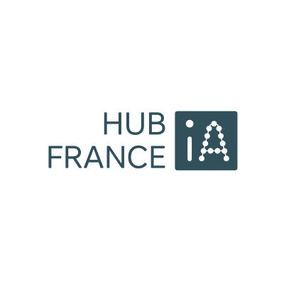 Logo mit Text 'HUB FRANCE' und einem Kachel-Design mit 'iA' Buchstaben.