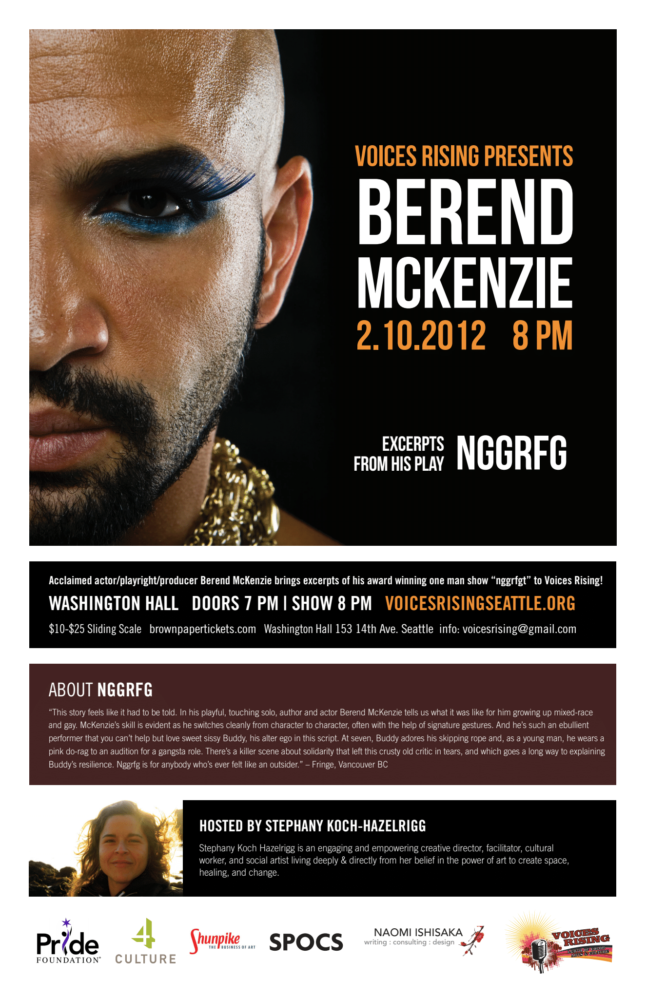 Voices Rising event from 12/10/2012 with Berend McKenzie and guest host Stephany Koch-Hazelrigg