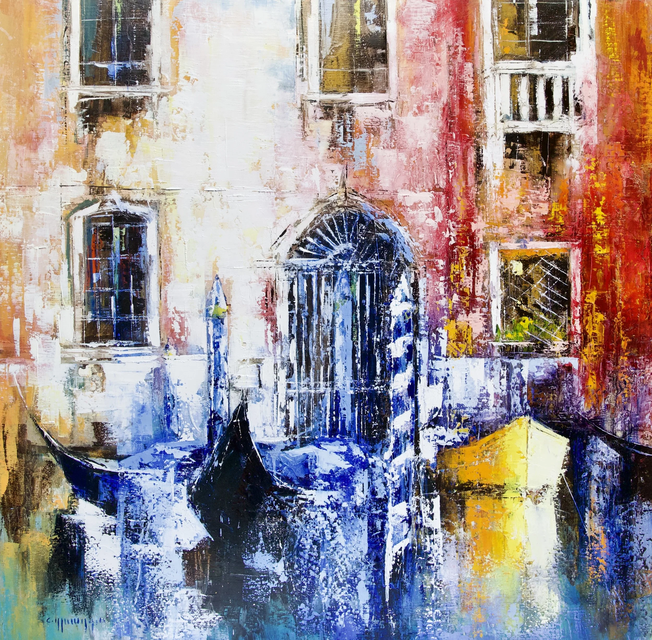La barque jaune à Venise - 100x100