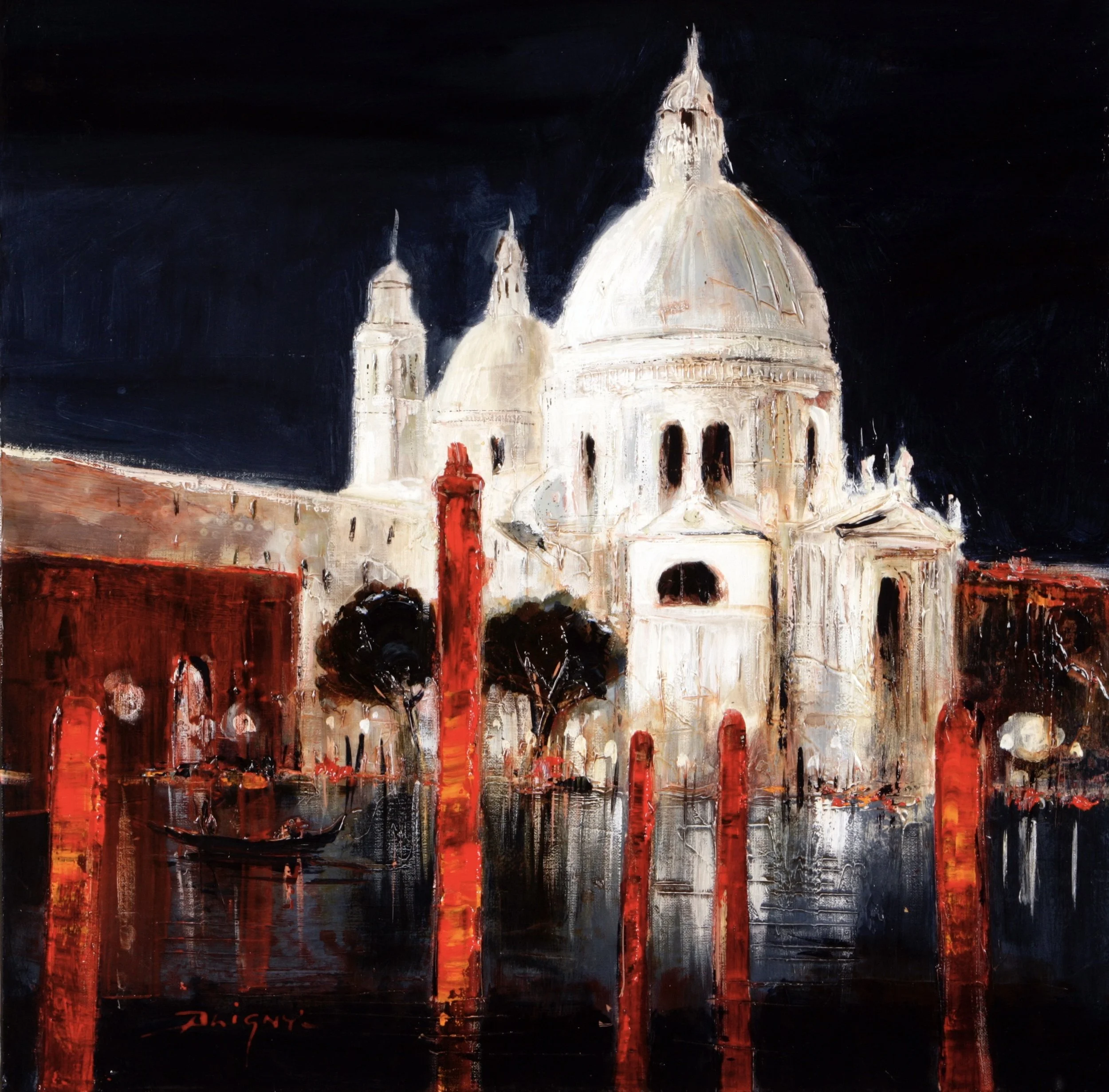 Harmonie en noir, rouge, blanc - 40x40