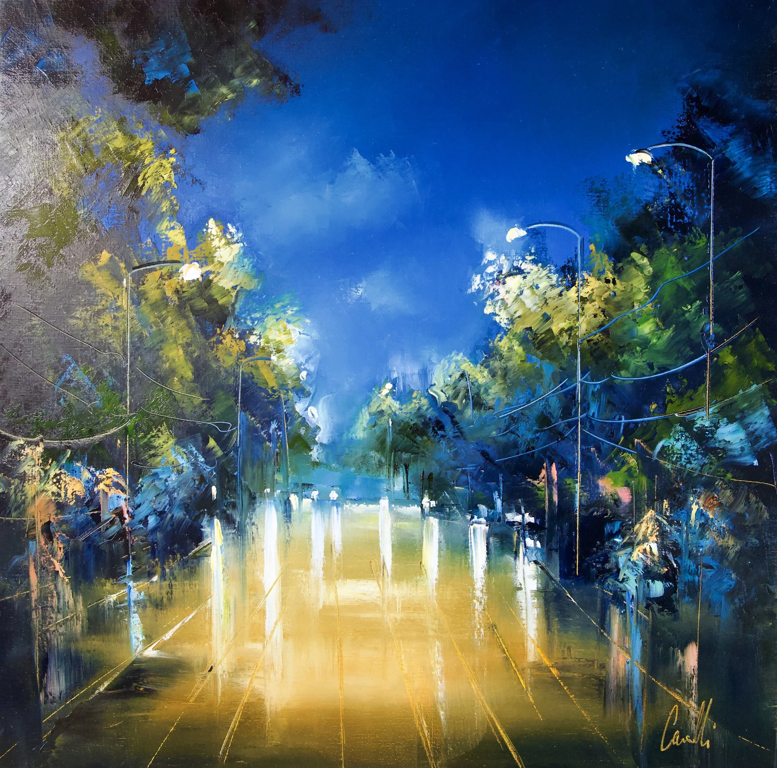 La grande avenue au petit matin - 80x80