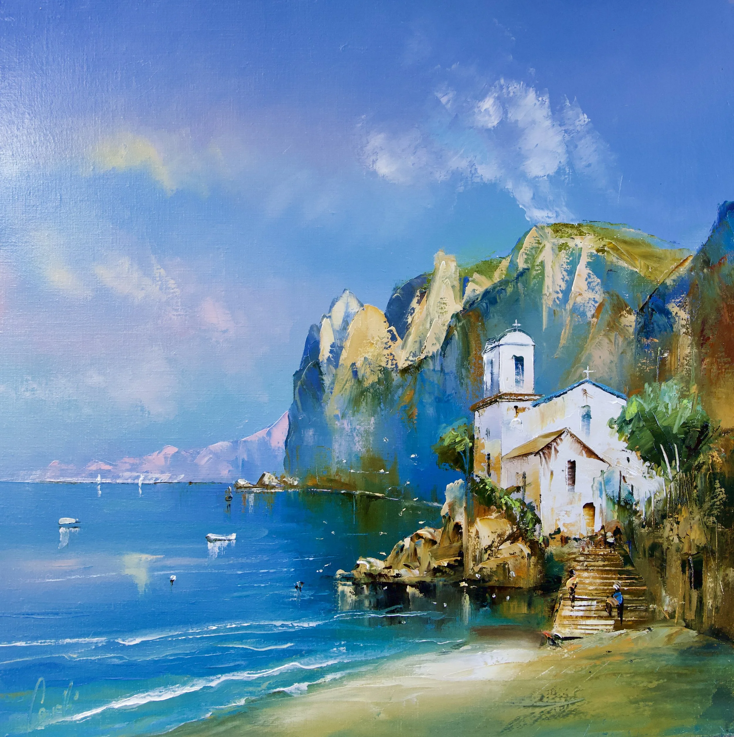 Les falaises - Grèce - 70x70