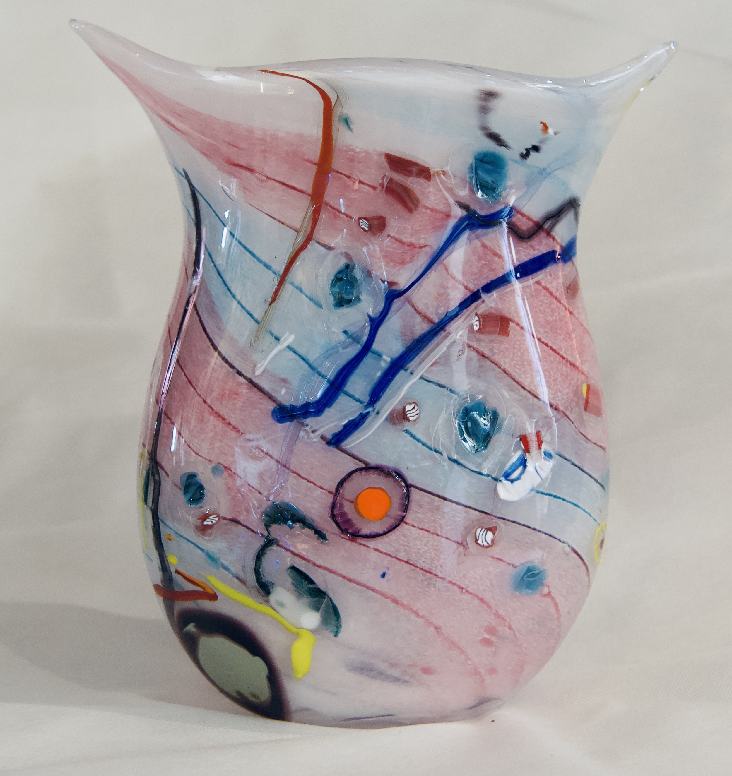 MNA64 - Vase hiboux bleu rose