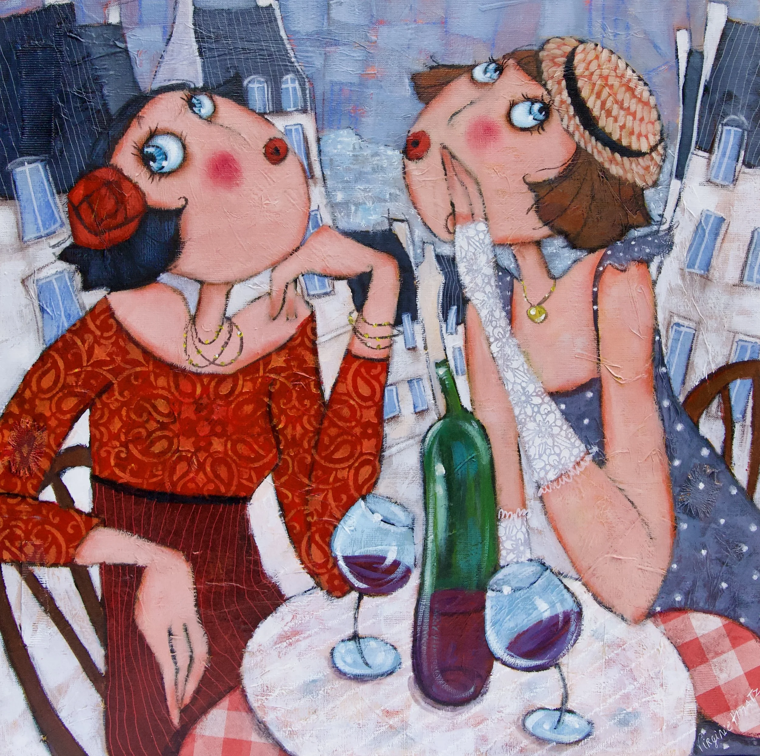 Confidence autour d'un verre - 60x60