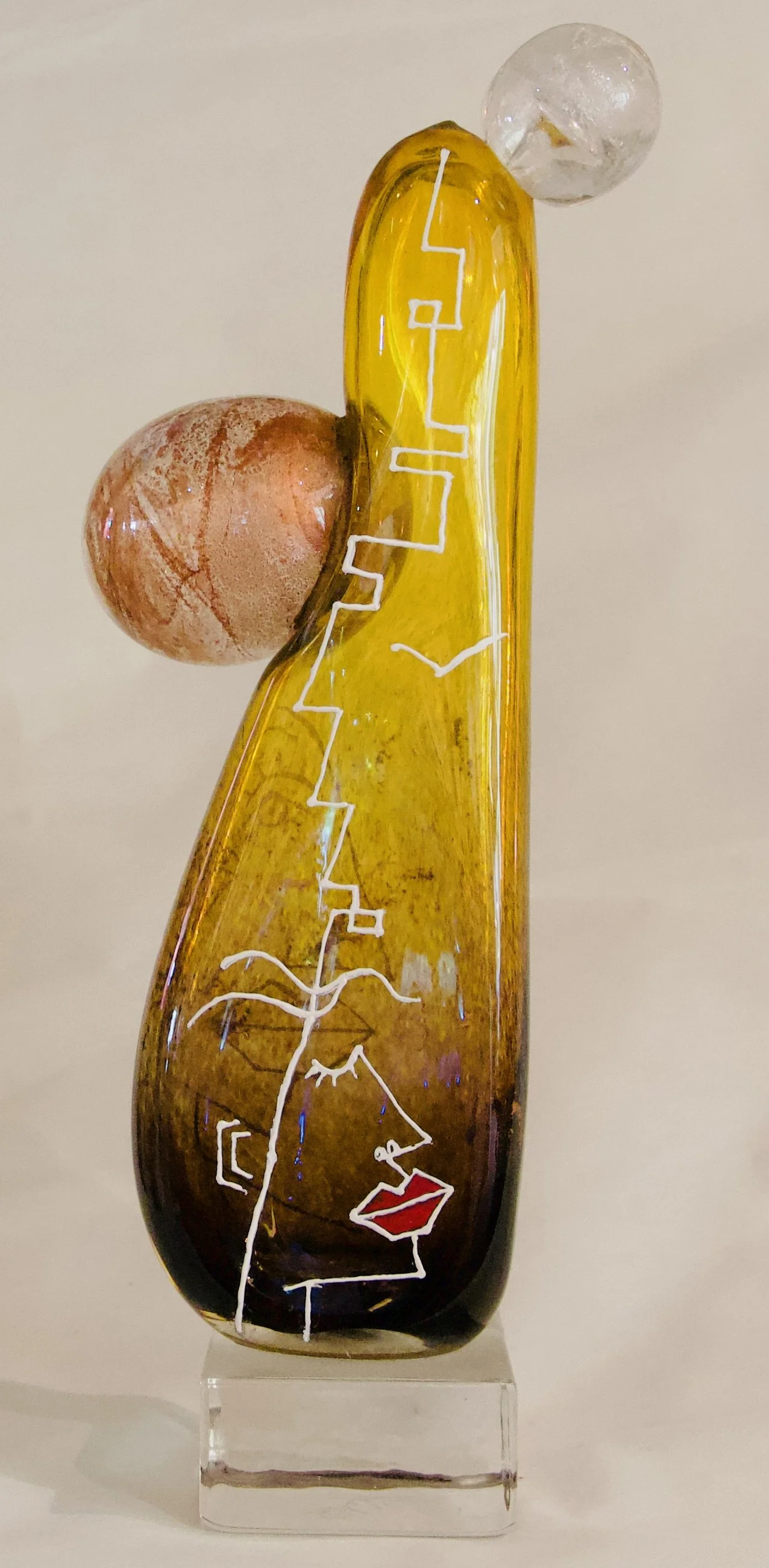 MNA70 - Sculpture 2 boules Picasso caramel