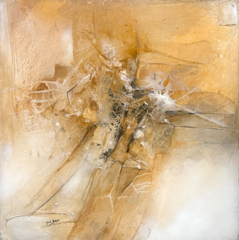 Espace ocre étoilé - 100x100