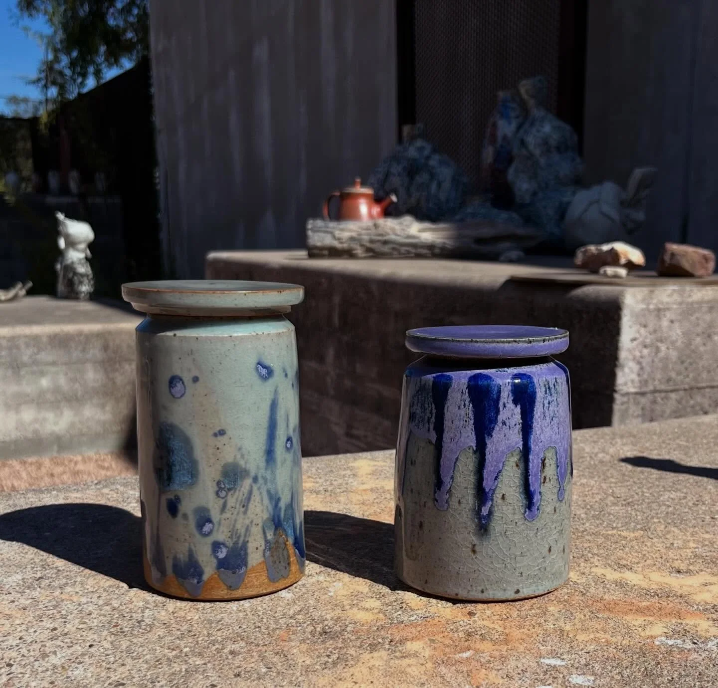 A couple more jars for ya! I made these early summer and finally got to glaze them this fall. Let me know how you&rsquo;re feeling about the glaze decoration!
