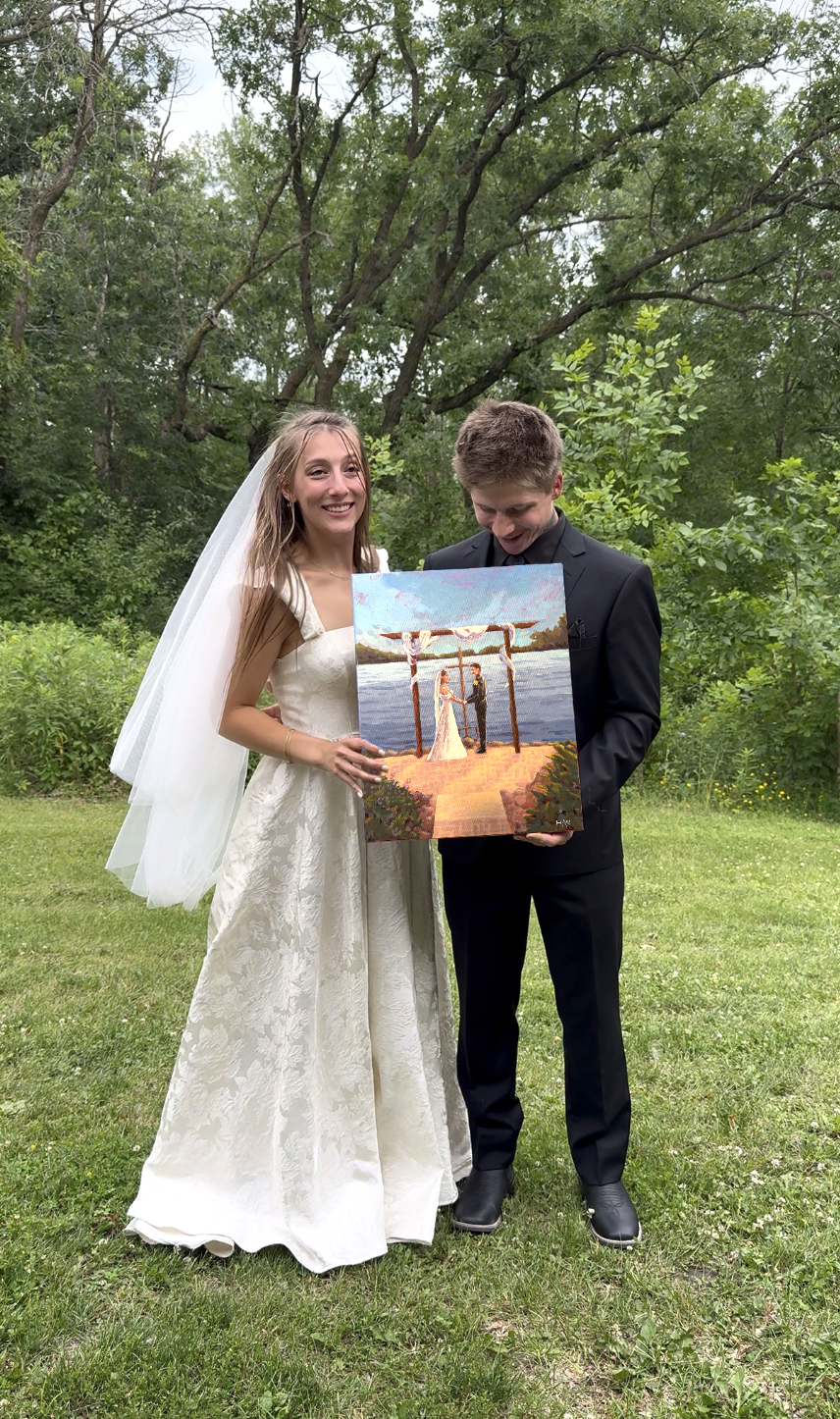 Live Wedding Painting at an Intimate Backyard Wedding in Arden Hills, Minnesota