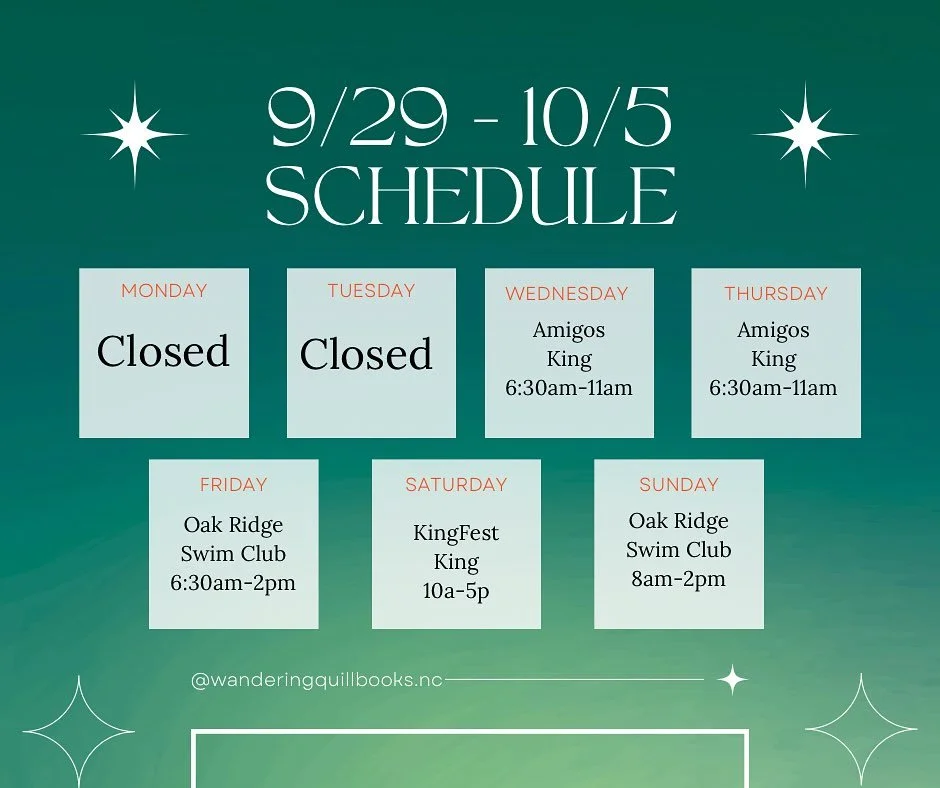 ✨Update in schedule!✨ 
We will wander in Oak Ridge till 2pm Friday. We will also open Sunday. Everyone come by and say hi to Savannah Sunday! Be nice! It&rsquo;ll be her first time on her own. 
Saturday we will still be at KingFest 10a-5p! We will ha