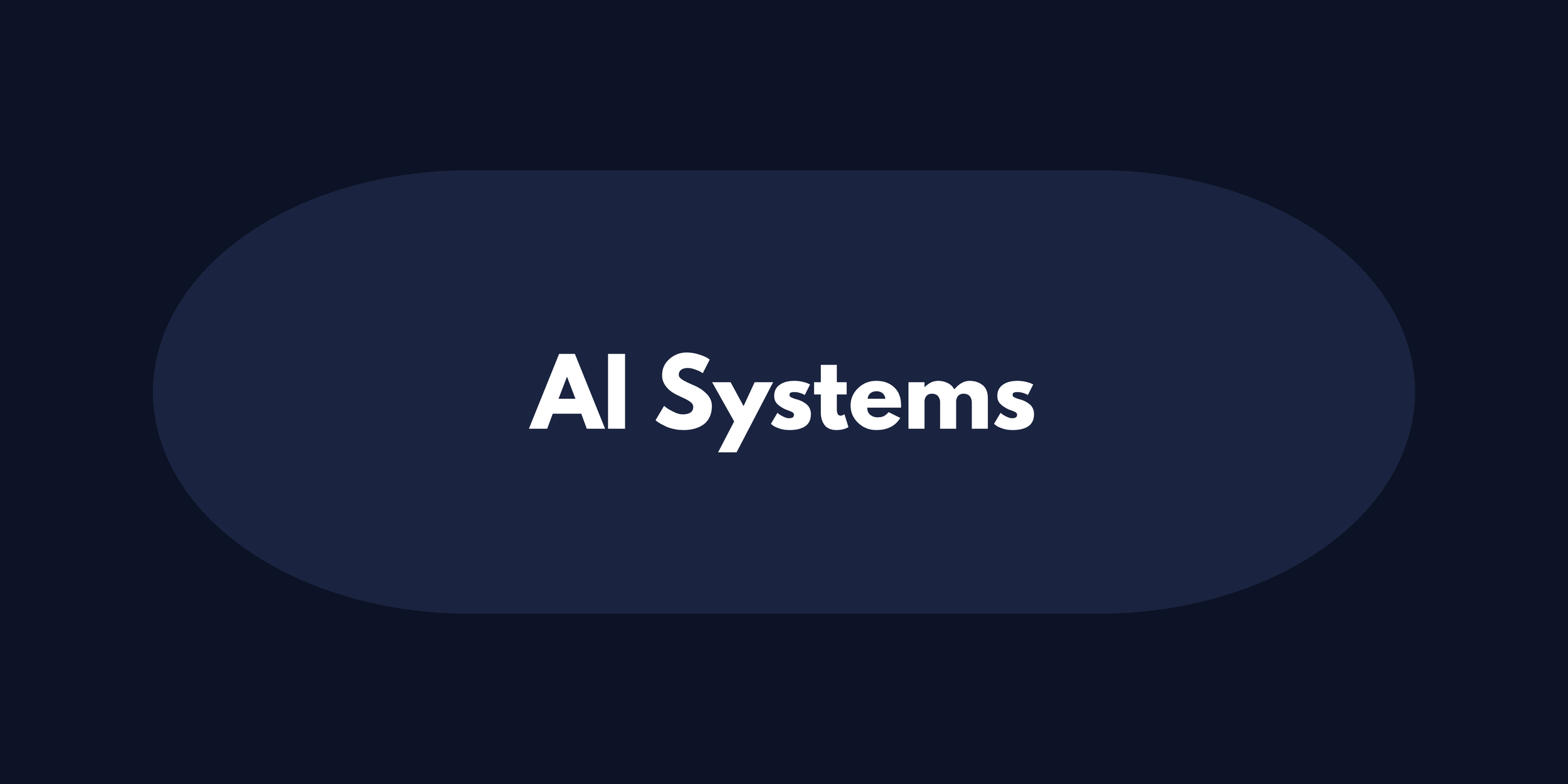 Digital graphic with the text 'AI Systems' in white font on a dark blue background.