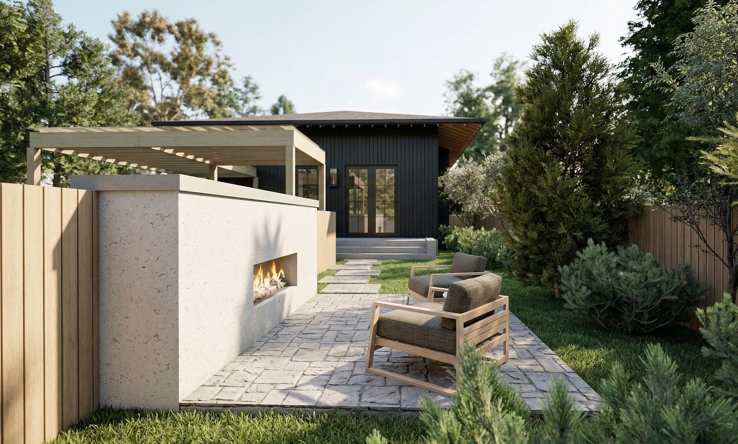 backyard design for a home in the spela hamlet of serenbe. can already see the happy hours for this family in their oasis. 

#japanesearchitecture #serenbearchitecture #residentialarchitecture #serenbe