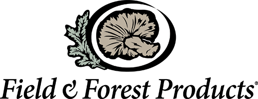 An illustration of a mushroom and a sprig of a leafy plant on a black background.