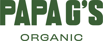 Logo for Papa G's Organic in green text.