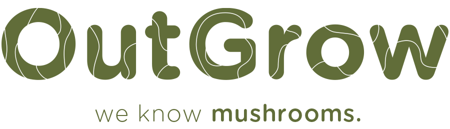 Outgrow logo with the tagline "we know mushrooms."