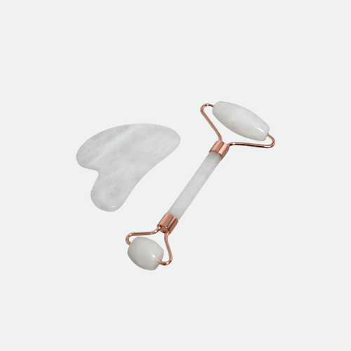 White Jade Roller & Gua Sha Set | Crystolver